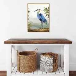Kirklands Home Heron Framed Canvas Art Print Blue Discount