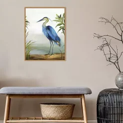Kirklands Home Heron Framed Canvas Art Print Blue Discount