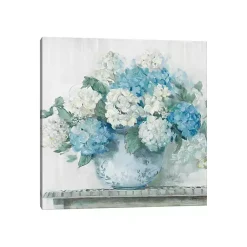 Kirklands Home Blue Hydrangea Cottage Canvas Print Clearance