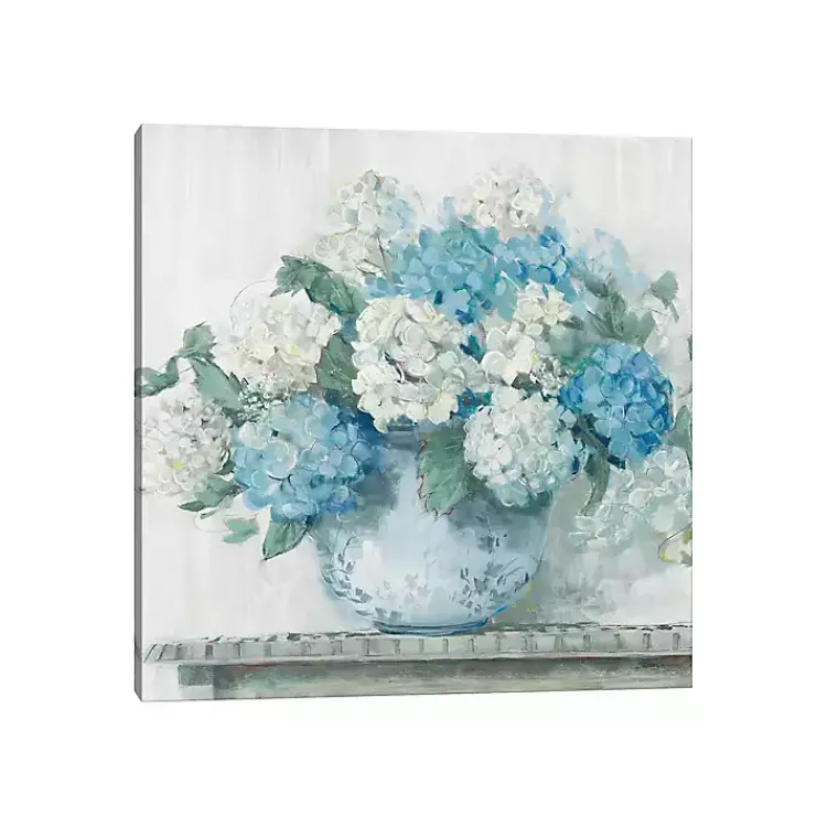 Kirklands Home Blue Hydrangea Cottage Canvas Print Clearance