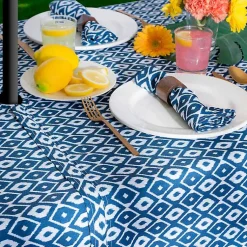 Kirklands Home Blue Ikat Outdoor Tablecloth with Zipper Online