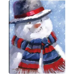 Christmas Art & Wall Decor>Kirklands Home Blue Jolly Snowman Canvas Art Print