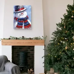 Christmas Art & Wall Decor>Kirklands Home Blue Jolly Snowman Canvas Art Print