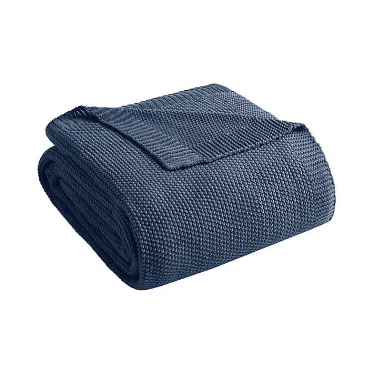 Blankets & Throws>Kirklands Home King Rylan Knit Blanket Blue