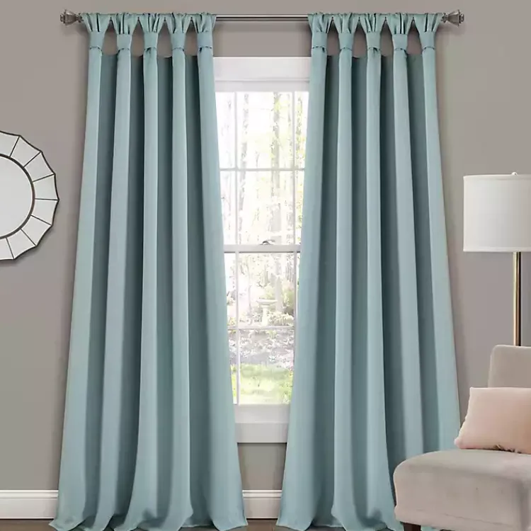 Kirklands Home Knotted Curtain Panel Set, 84 in. Blue Best