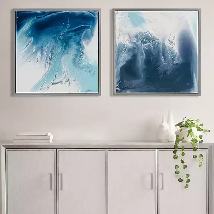 Kirklands Home Blue Lagoon Framed Canvas Art Prints, Set of 2 Online