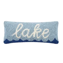 Pillows>Kirklands Home Lake Hooked Wool Lumbar Pillow Blue