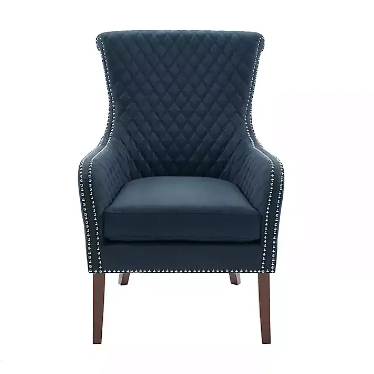 Kirklands Home Lanea Quilted Accent Chair with Silver Studs Blue Best