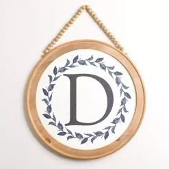 Kirklands Home Blue Leaf Wreath Monogram D Wood Wall Plaque Sale