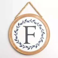 Kirklands Home Blue Leaf Wreath Monogram F Wood Wall Plaque Online