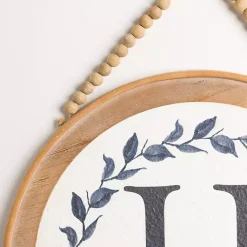 Kirklands Home Blue Leaf Wreath Monogram H Wood Wall Plaque Online