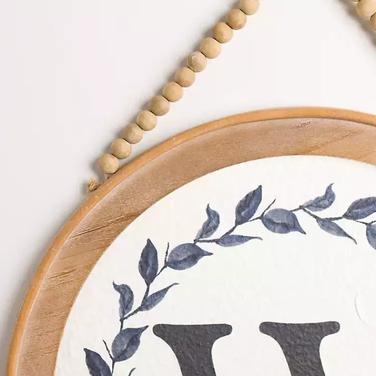 Kirklands Home Blue Leaf Wreath Monogram W Wood Wall Plaque Outlet