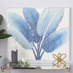 Kirklands Home Blue Leaves Coastal Metal Art Print Outlet