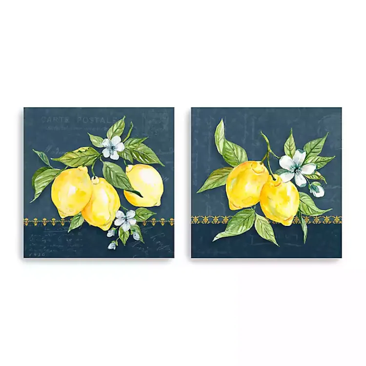 Kirklands Home Blue Lemon Squeeze Canvas Art Prints, Set of 2 New