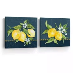 Kirklands Home Blue Lemon Squeeze Canvas Art Prints, Set of 2 New