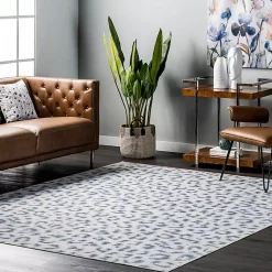 Kirklands Home Blue Leopard Spots Washable Area Rug, 5x8 Online