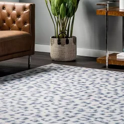 Kirklands Home Blue Leopard Spots Washable Area Rug, 5x8 Online