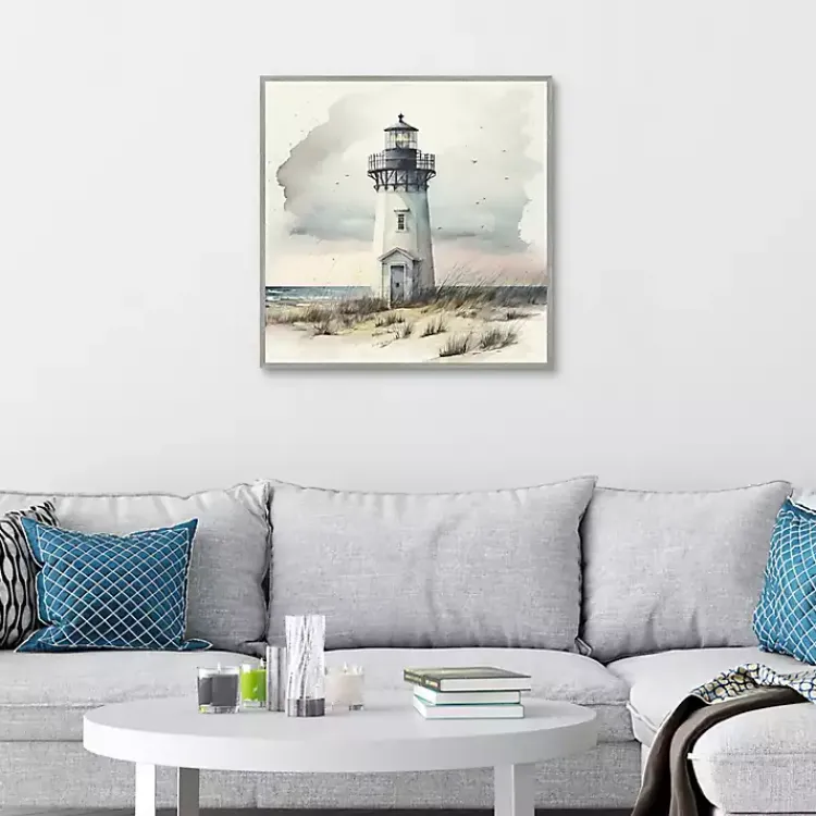 Kirklands Home Blue Lighthouse Framed Canvas Art Print