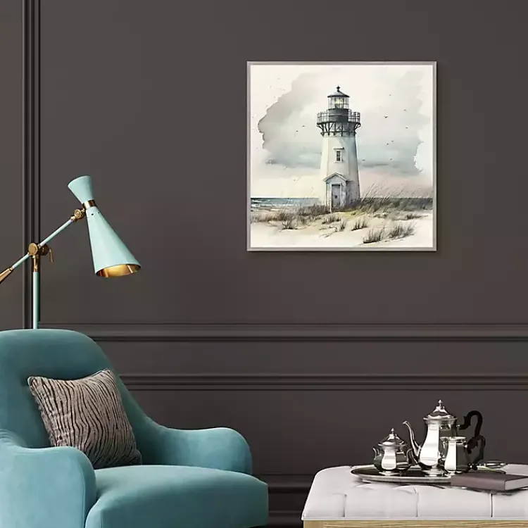 Kirklands Home Blue Lighthouse Framed Canvas Art Print