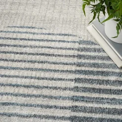 Kirklands Home Blue Linear Geometric Washable Area Rug, 6x9 Outlet