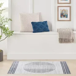 Kirklands Home Blue Linear Sphere Washable Area Rug, 4x6 Hot