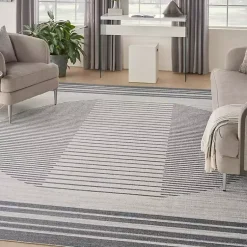Kirklands Home Blue Linear Sphere Washable Area Rug, 7x10 Discount