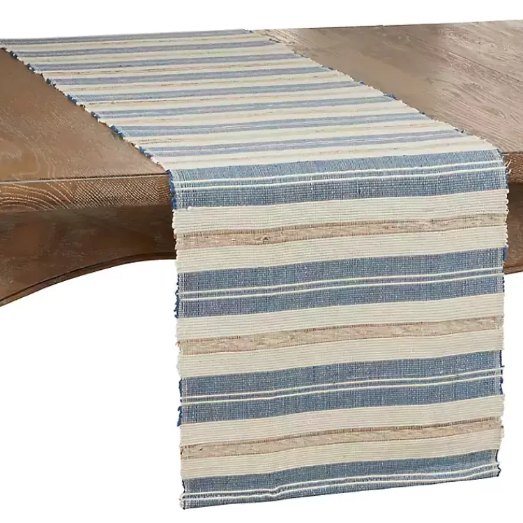Kirklands Home Blue Long Striped Water Hyacinth Table Runner Sale