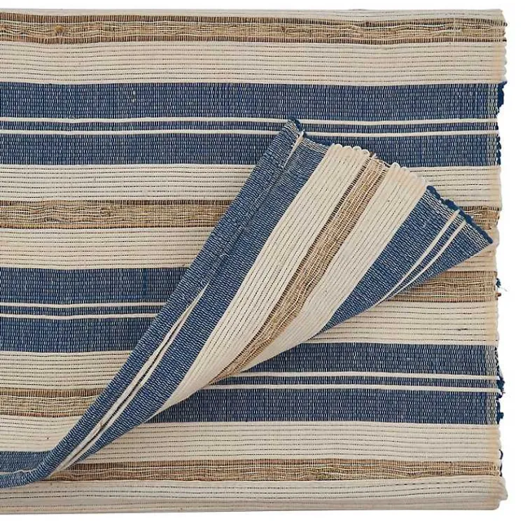 Kirklands Home Blue Long Striped Water Hyacinth Table Runner Sale