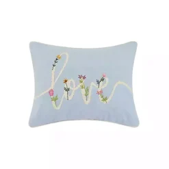 Pillows>Kirklands Home Blue Love Floral Embroidered Lumbar Pillow