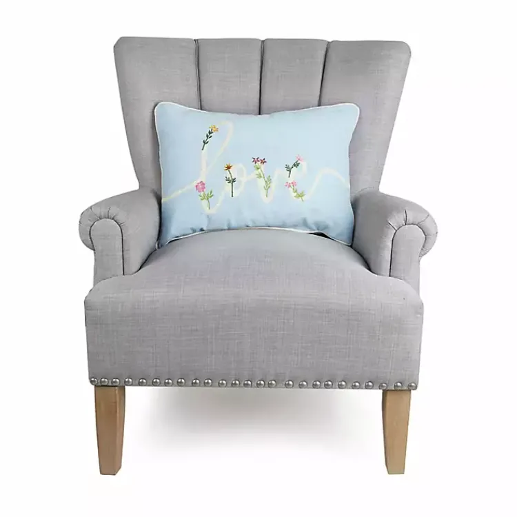 Pillows>Kirklands Home Blue Love Floral Embroidered Lumbar Pillow