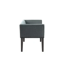 Kirklands Home Low Back Flared Nailhead Trim Bench Blue New