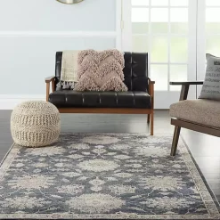 Kirklands Home Blue Lush Vines Area Rug, 4x6 New