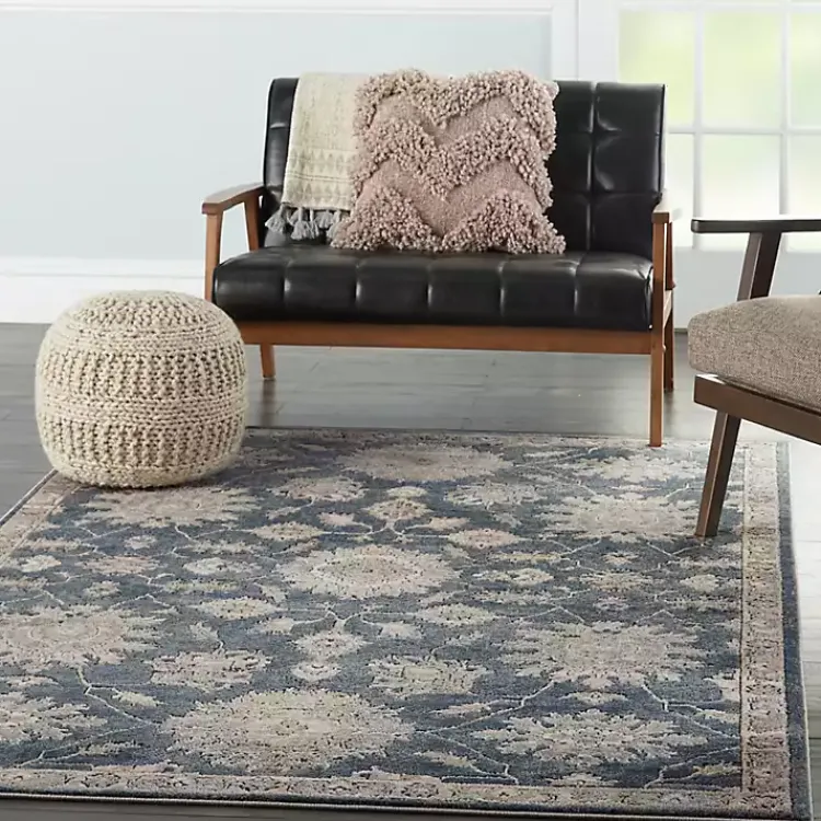 Kirklands Home Blue Lush Vines Area Rug, 4x6 New