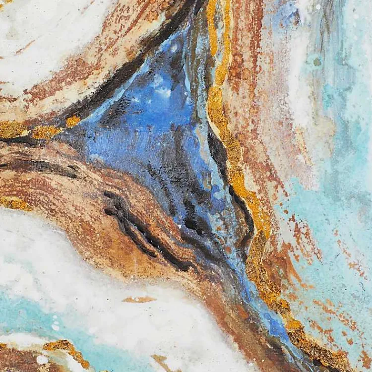 Kirklands Home Blue Marbling Agate Framed Canvas Art Print New