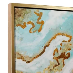Kirklands Home Blue Marbling Agate Framed Canvas Art Print New