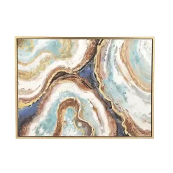 Kirklands Home Blue Marbling Agate Framed Canvas Art Print New