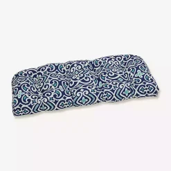 Kirklands Home Marine Damask Outdoor Settee Cushion Blue Outlet