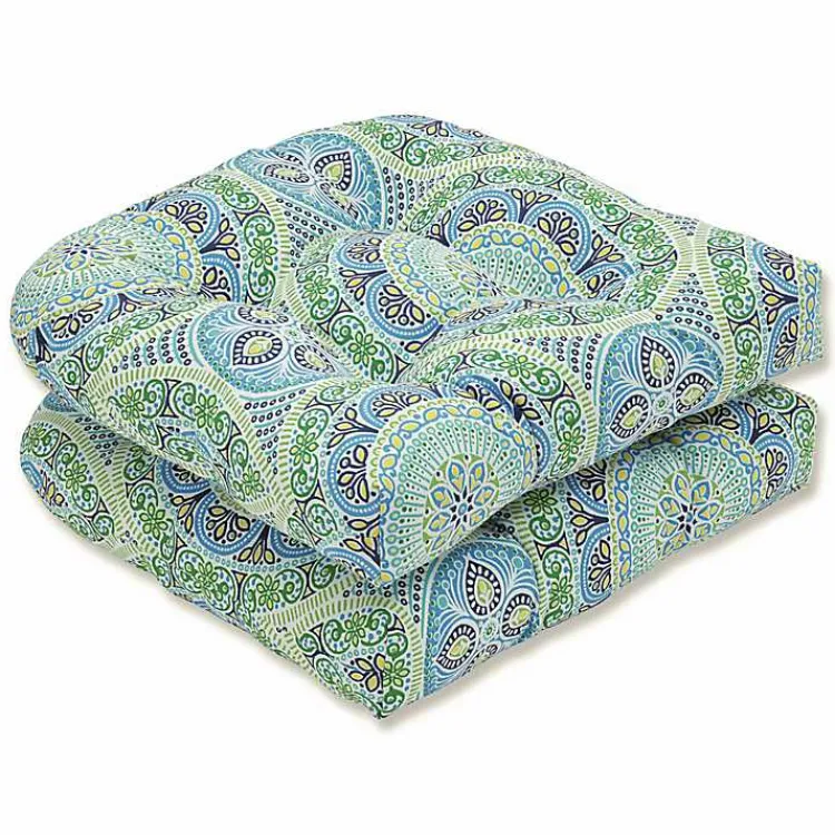 Kirklands Home Blue Medallion Wicker Chair Cushions, Set of 2 Outlet