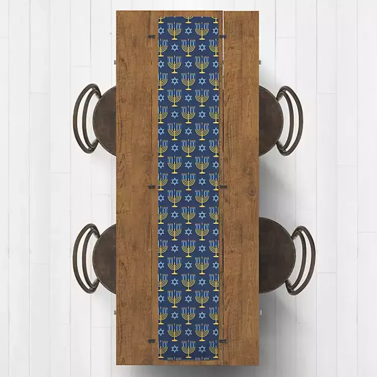 Hanukkah Decorations>Kirklands Home Blue Menorah Table Runner, 90 in.