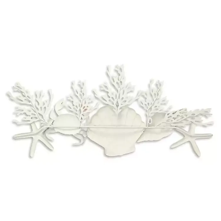 Kirklands Home Blue Metal Coral and Shell Wall Plaque New