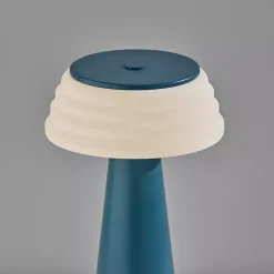 Kirklands Home Metal Cordless Lamp with White Ribbed Shade Blue Discount