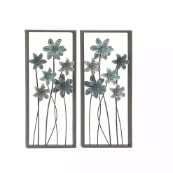 Kirklands Home Metal Floral Panel Wall Plaques, Set of 2 Blue Online