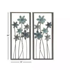 Kirklands Home Metal Floral Panel Wall Plaques, Set of 2 Blue Online