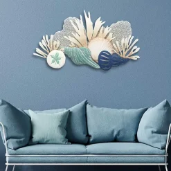 Kirklands Home Blue Metal Reef and Shell Wall Plaque Hot