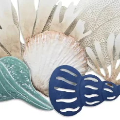 Kirklands Home Blue Metal Reef and Shell Wall Plaque Hot