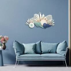 Kirklands Home Blue Metal Reef and Shell Wall Plaque Hot