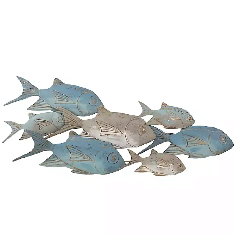 Kirklands Home Metal School of Fish Wall Plaque Blue Clearance