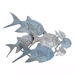 Kirklands Home Metal School of Fish Wall Plaque Blue Clearance