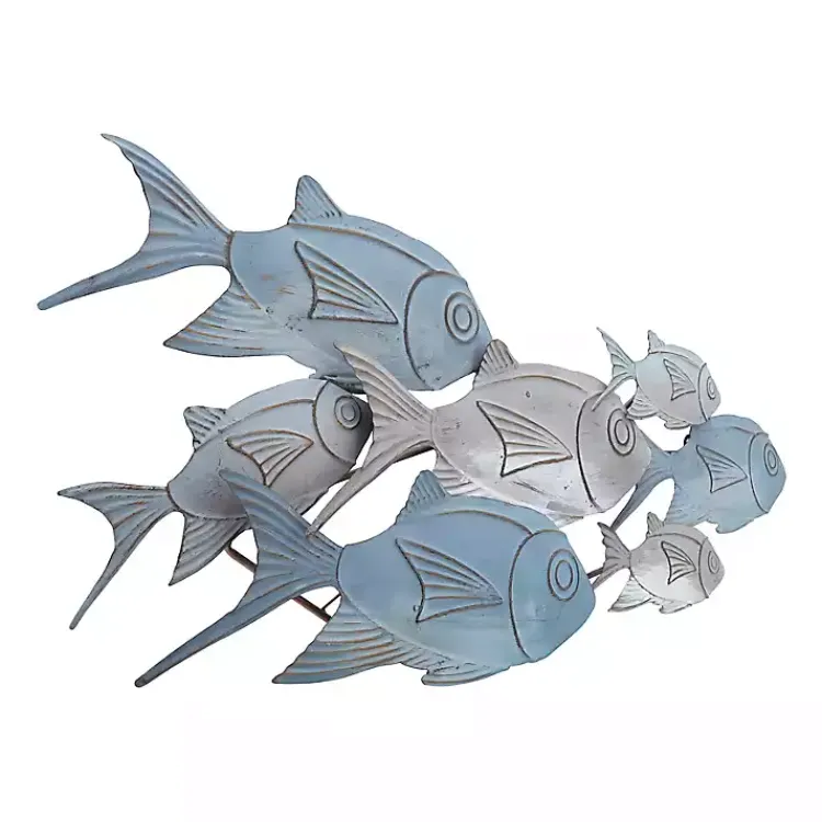 Kirklands Home Metal School of Fish Wall Plaque Blue Clearance