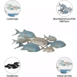 Kirklands Home Metal School of Fish Wall Plaque Blue Clearance